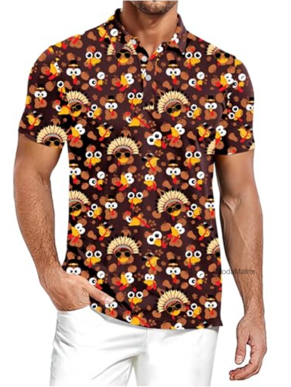 Men's Thanksgiving Golf Polo Short Sleeve Polyester Blend Quick Dry